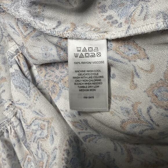 NWT Lucky Brand Floral Print Flowy Midi Dress Boho Women's XS Short Sleeve Shirt - Picture 4 of 7